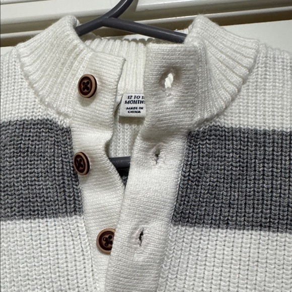 Janie and Jack Gray and White Striped Footie - Picture 14 of 15